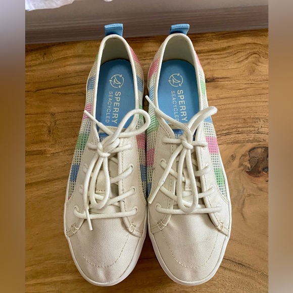 Sperry SeaCycled Lace-Up Sneakers – Multicolor Check – Size 9 - Picture 4 of 4